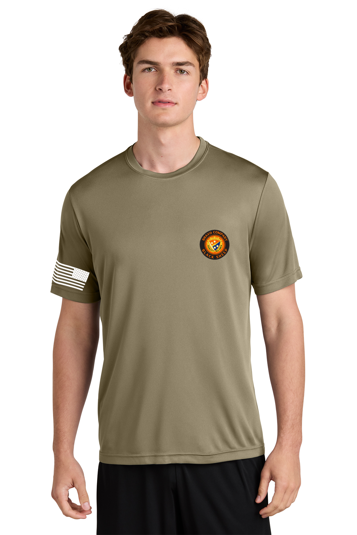 Custom Coyote Tan Shirt w/Flag & Name
